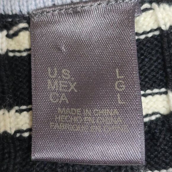 LIZ CLAIBORNE CREW NECK RIBBED STRIPPED SWEATER BLACK AND WHITE WOMENS LARGE - Picture 8 of 8